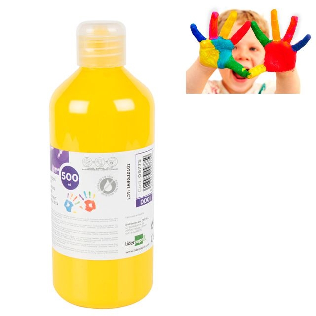 Comprar Pintura dedos en botella 500 ml Liderpapel DD01 Amarillo