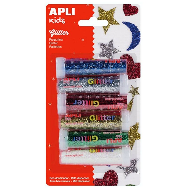 Comprar Purpurina en polvo, brillante, 6 tubos de 6 grs colores