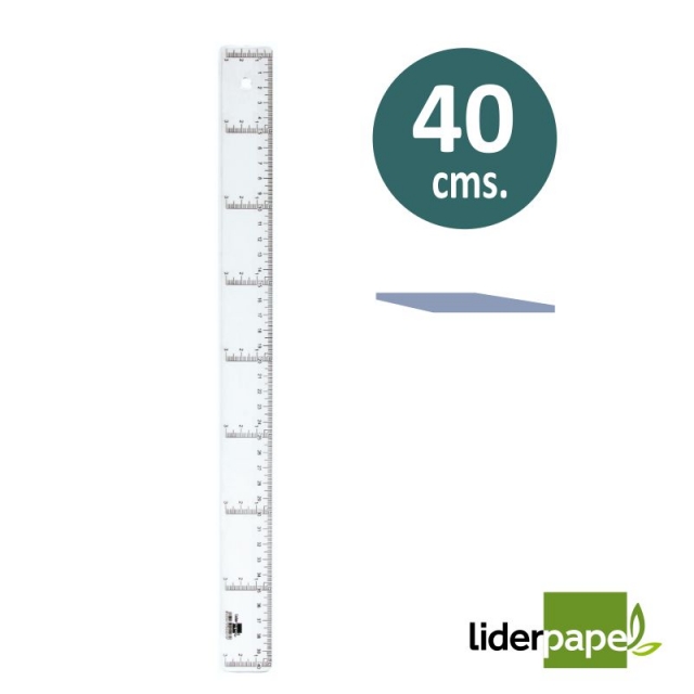 Comprar Regla 40 cms, plástico transparente, Liderpapel