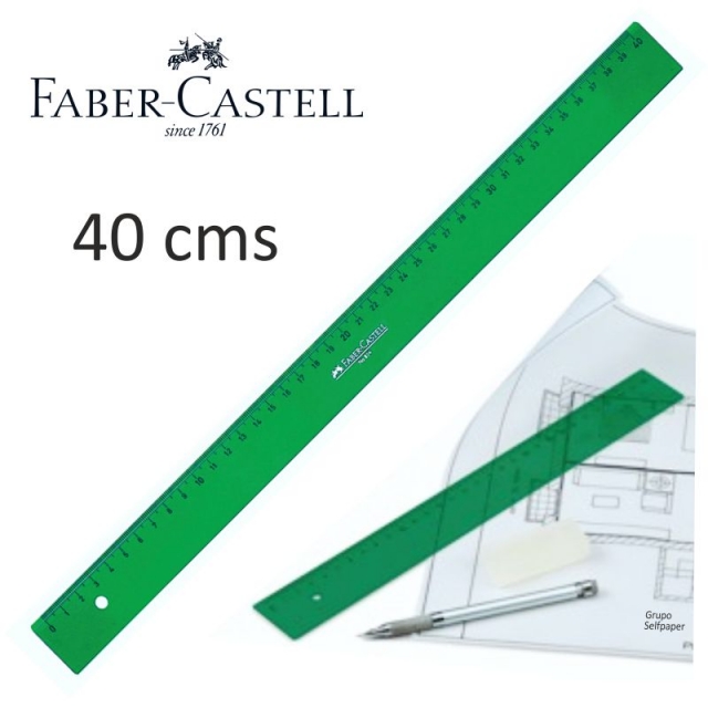 regla tcnica faber castell 40 cms, verde, graduad