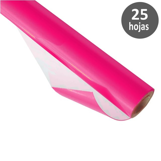 Rollo papel charol rosa fucsia, magenta, 25 hojas 31291