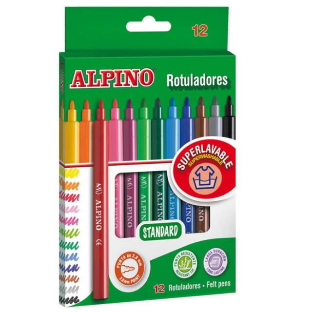 Comprar Caja 12 rotuladores Alpino Colores Surtidos lavables
