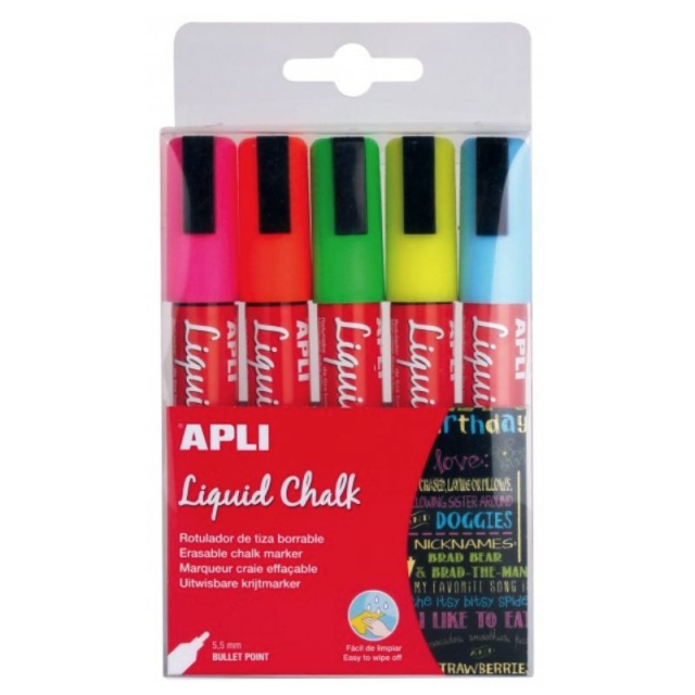 marcadores tiza liquida apli liquid chalk pack 5