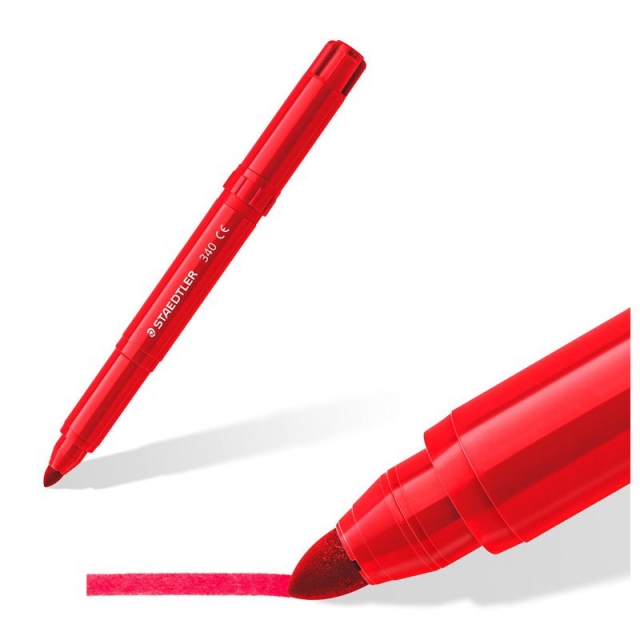 Staedtler - Rotuladores de línea fina de 0.012 in, color rojo, superfinos,  seguros para secar, se lavan de la mayoría de los textiles (paquete de 3)