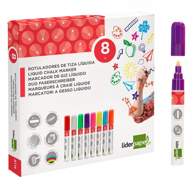 Comprar Rotuladores Tiza Liquida, trazo 6 mm, Pack 8 colores surtido