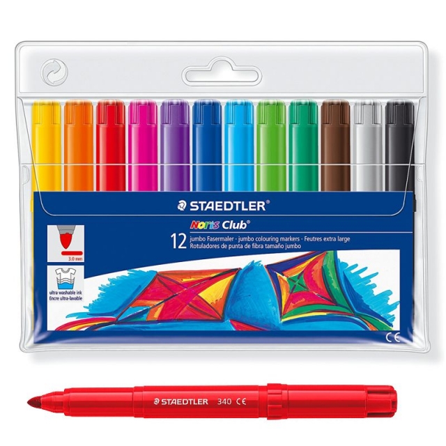 Rotuladores Staedtler Noris 340WP12 12 colores Jumbo gruesos