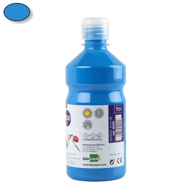 Comprar Témpera escolar líquida Liderpapel TP14 500ml azul cyan
