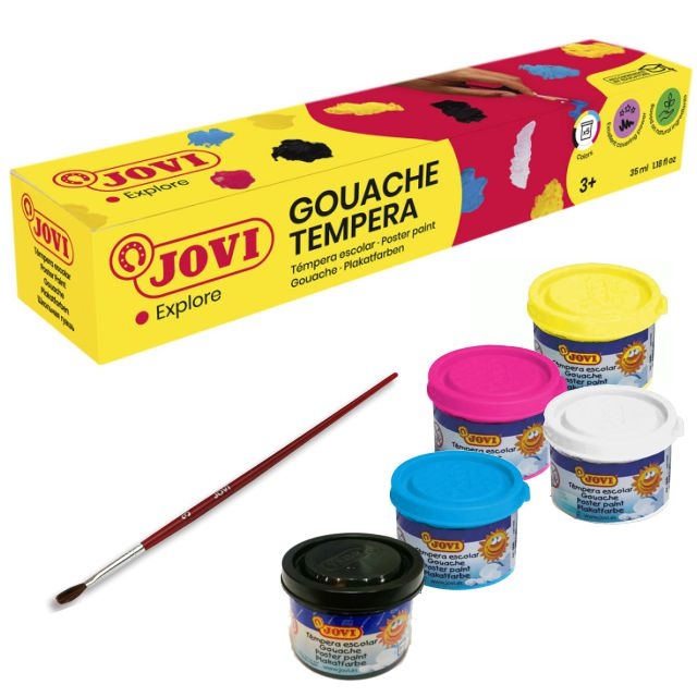 tmpera jovi caja 5 colores bsicos + pincel   esc