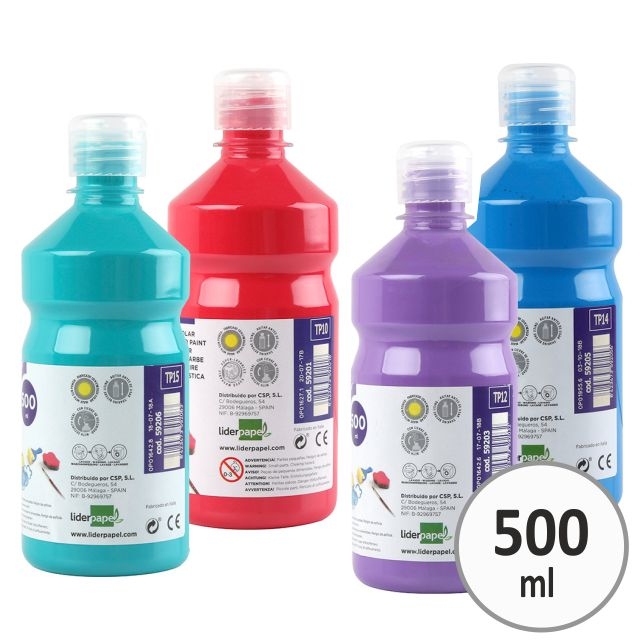 Comprar Témpera líquida escolar preparada Liderpapel 500cc