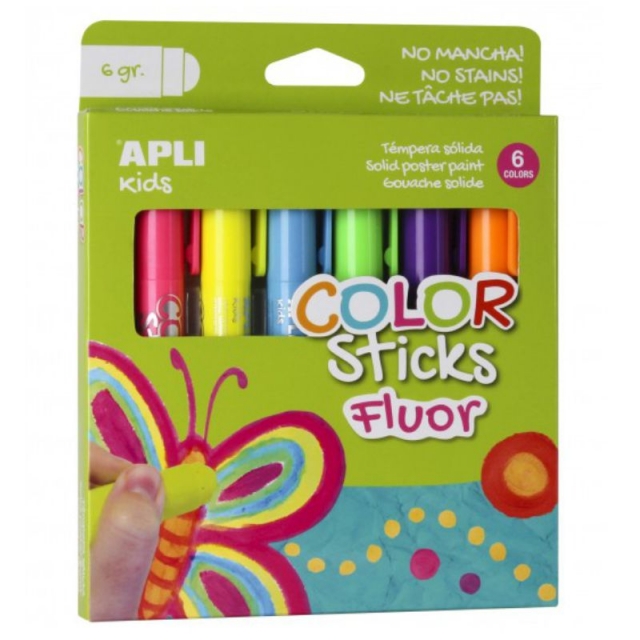 Comprar Pack 6 témperas sólidas color fluorescentes neon Apli 14404