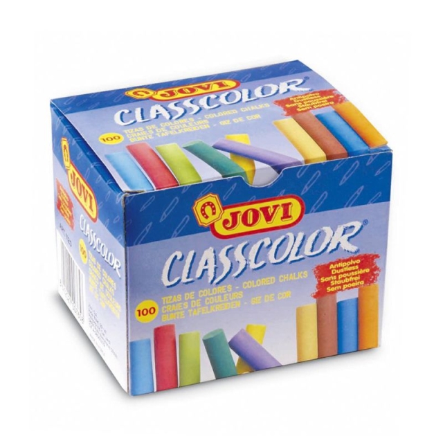 Comprar Tizas anti polvo redondas Jovi colores surtidos caja 100 uds