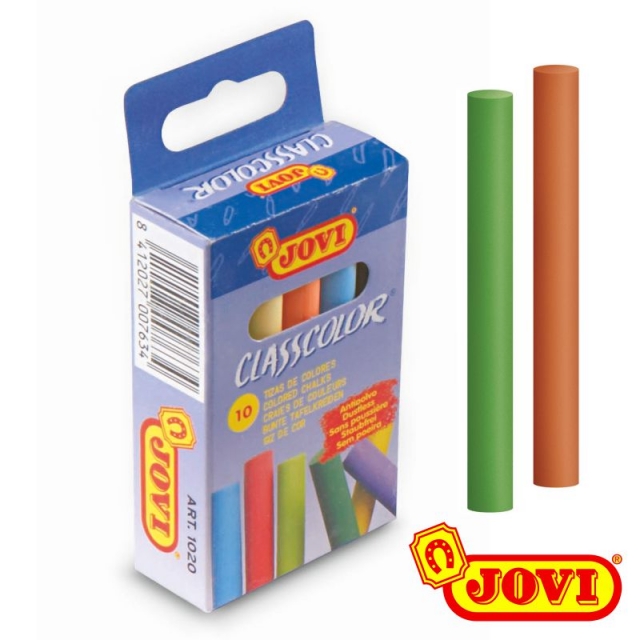 tizas de colores jovi antipolvo cajita 10 uds