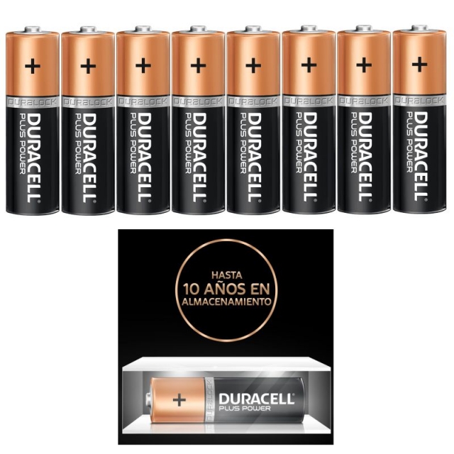 8 pilas duracell plus 50% lr6 aa