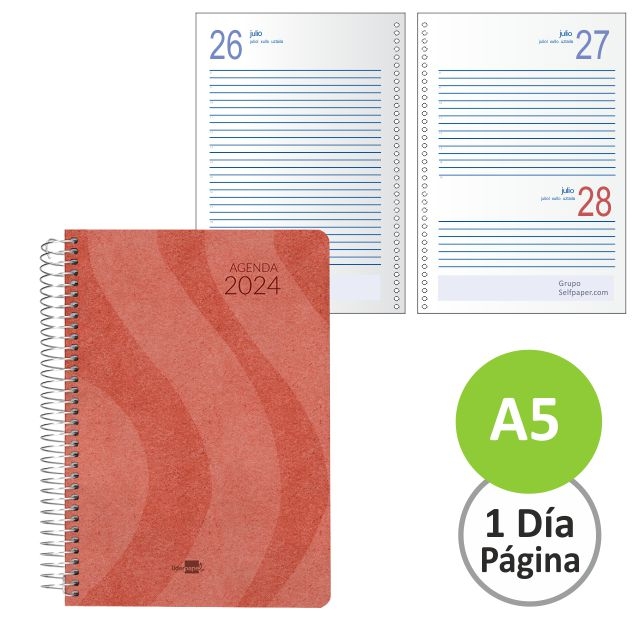 Comprar Agenda anillada espiral 2024 día por pagina Syros color rojo