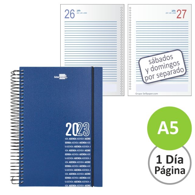 Comprar Agenda dia pagina, espiral, gusanillo, tapa dura, Olbia 2023