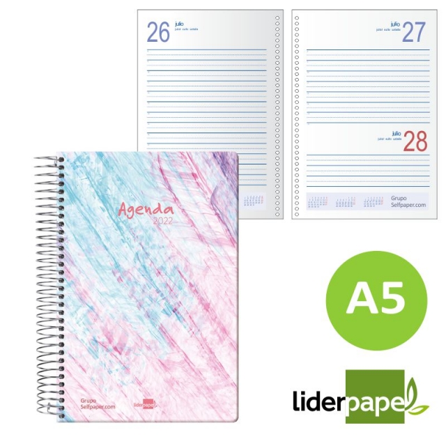 agenda dia pagina espiral metalico 2022 cristal
