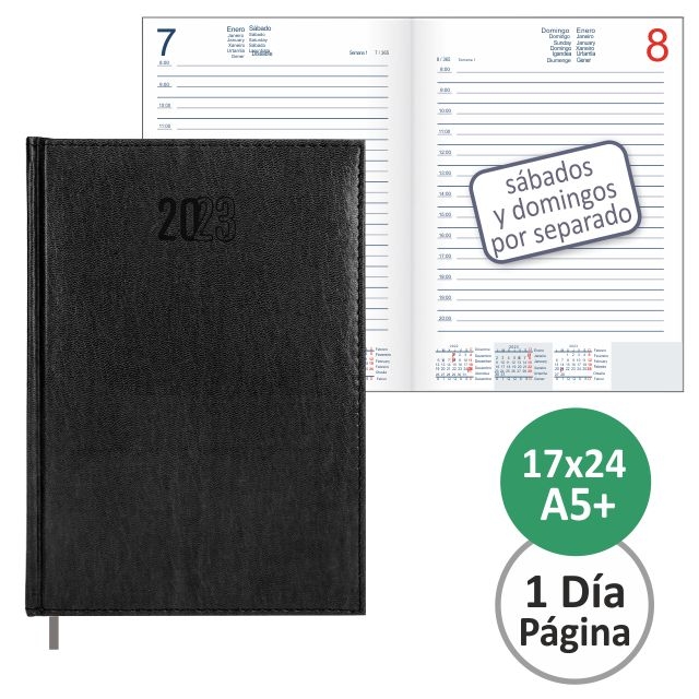 Comprar Agenda encuadernada 17x24, simil piel día página creta 2023