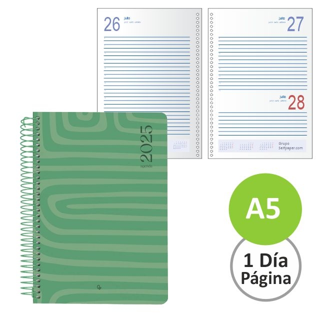 agenda espiral dia pagina liderpapel syros verde