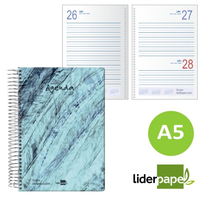 agenda espiral un dia pagina liderpapel syros azul