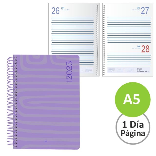 Comprar Agenda de espiral 2025 un dia por pagina Syros violeta lila