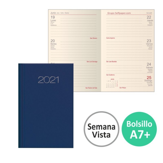 Comprar Agenda para el bolso, semana vista, Lisboa, azul 2021