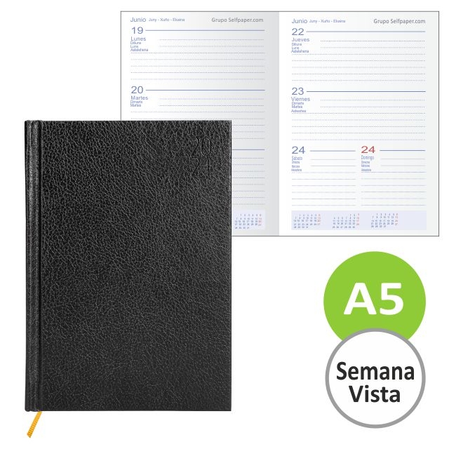 Comprar Agenda semana vista 2024, negra, económica