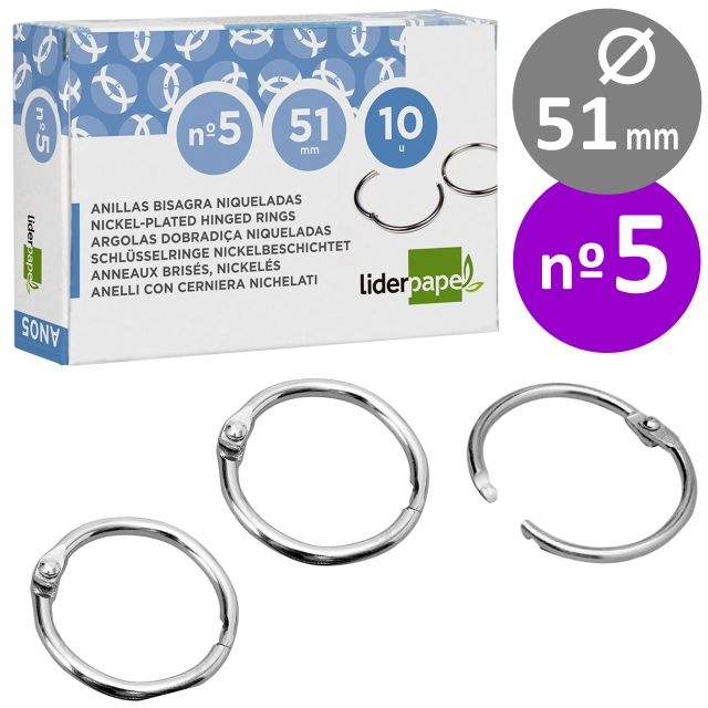 Comprar Anillas con bisagra metálicas para encuadernar 51 mm nº 5