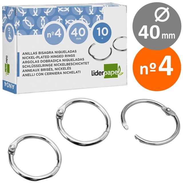 Comprar Anillas grandes 40mm, niqueladas, bisagra C/ 10 uds.