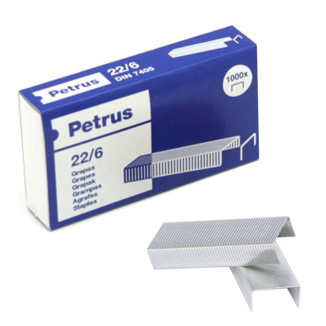 PETRUS 55723 Caja de 1000 grapas galvanizadas. Tipo 22/6-24/6