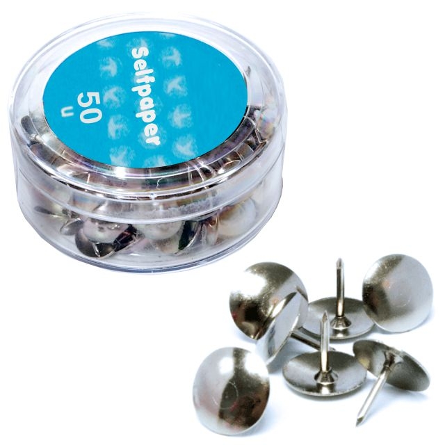 Comprar Chinchetas Niqueladas plateadas cajita de 50 uds