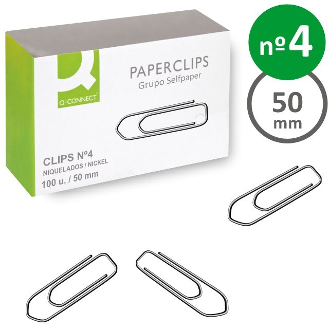 Comprar Clips niquelados número 4, 50 mm extra grandes, Caja 100