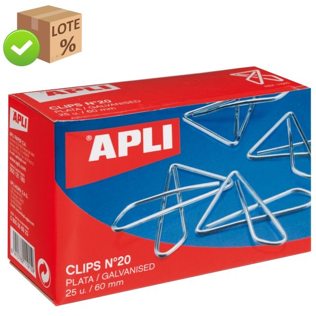Comprar Clips Mariposa Apli 60 mm Nº 20 Galvanizados C/25