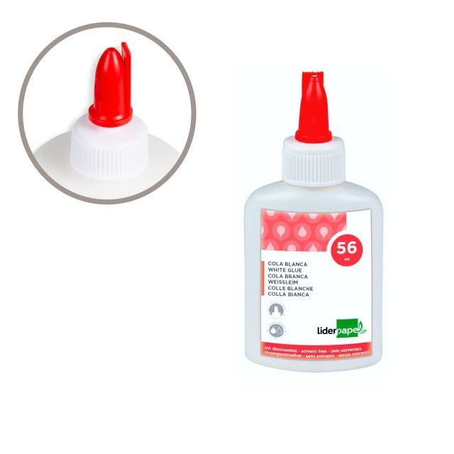 Comprar Cola blanca Lavable Liderpapel Botellita de 56 ml, pequeña