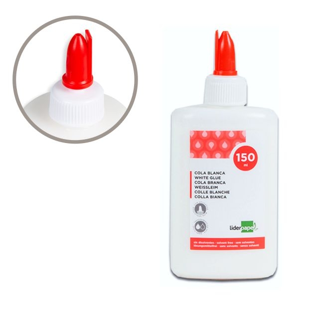 Comprar Cola blanca Liderpapel lavable, botella 150 ml económica