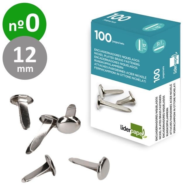 Comprar Encuadernadores 12 mm niquelados caja 100 uds. número 0,