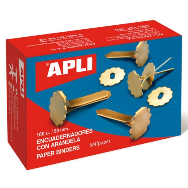 Comprar Encuadernadores con arandela Apli 50 mm dorados caja 100 uds