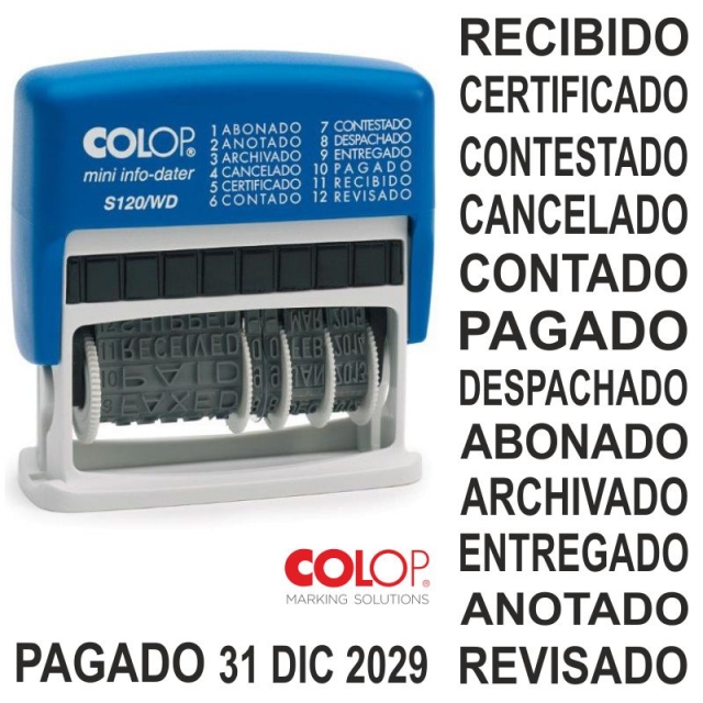 fechador colop s 120wd con 12 textoas cambiables