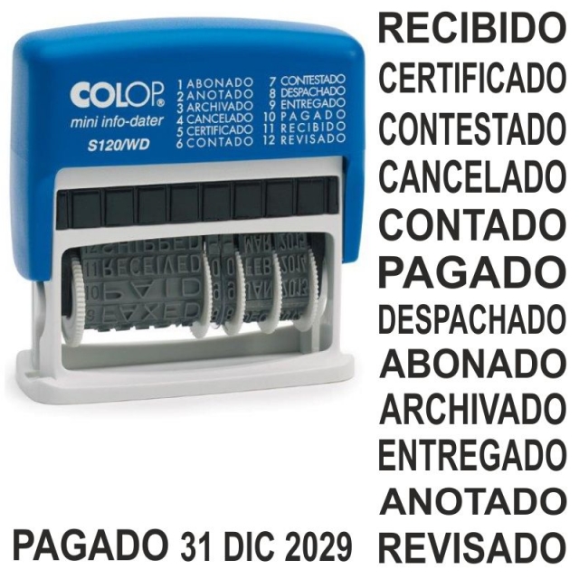 Comprar Fechador + Formulario 12 Textos cambiables S-120WD