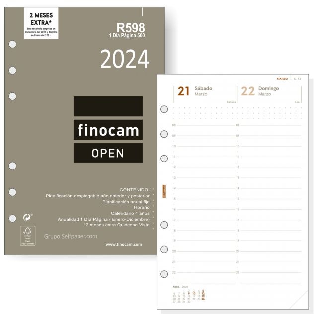 finocam open r598 recambio agenda 6 anillas dia