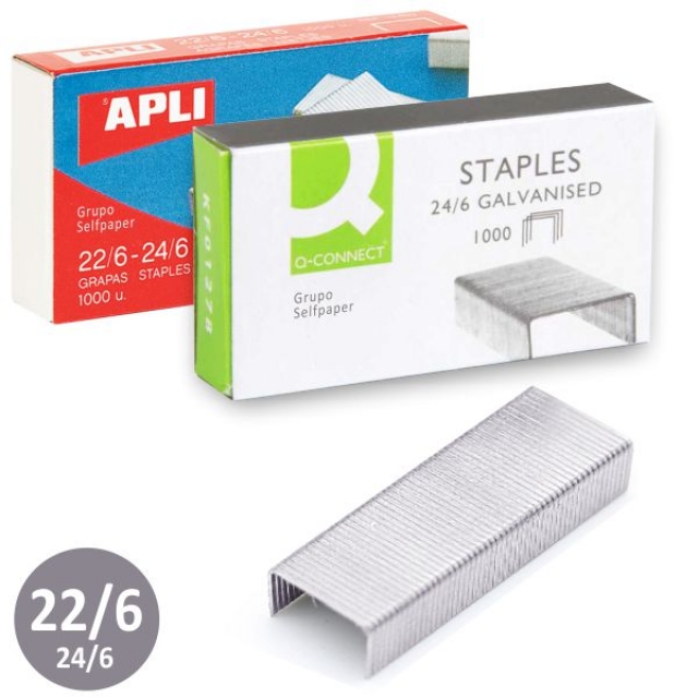 Grapas Self 22/6 24/6 Plata Galvanizadas C/1000 economicas