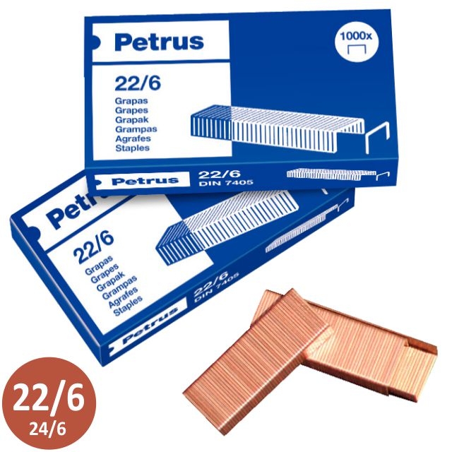 Comprar Grapas Petrus 22/6 22-6 cobreada Cajita 1000
