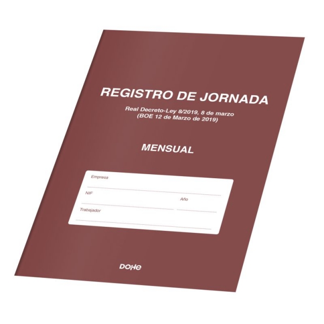 libro para fichar registro de jornada trabajador