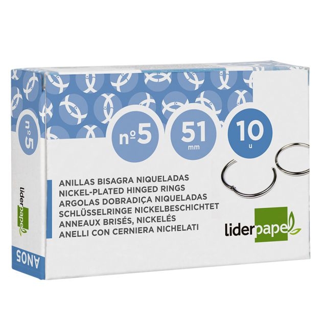 Anillas con bisagra metálicas para encuadernar 51 mm nº 5