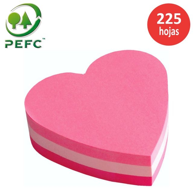 Comprar Notas adhesivas post-it forma de corazón, rosa, Cubo 225 hjs
