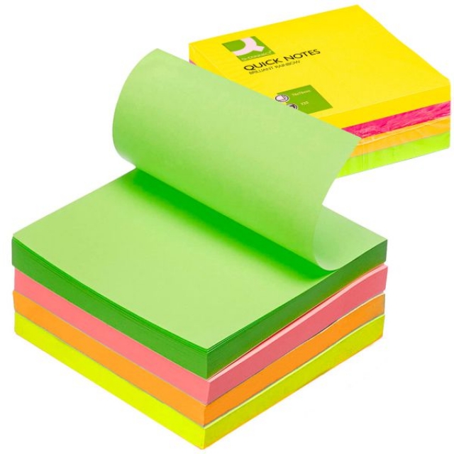 Comprar Notas Adhesivas Q-connect, taco 320 hojas fluor neón
