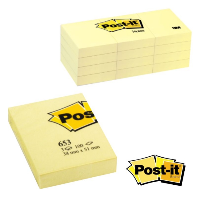 notas post it 653 pequenas paquete 3 tacos 38x51mm
