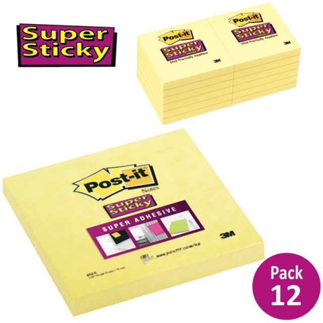 Comprar Notas Post-it 654S Super Sticky, Extra fuertes, Pack 12 uds