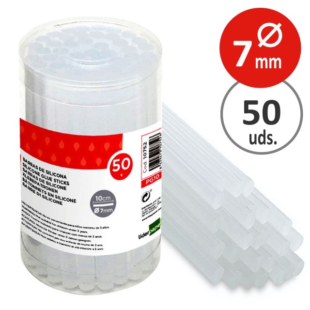 Comprar Pack 50 barras cola pegamento termofusible 7 mm Liderpapel