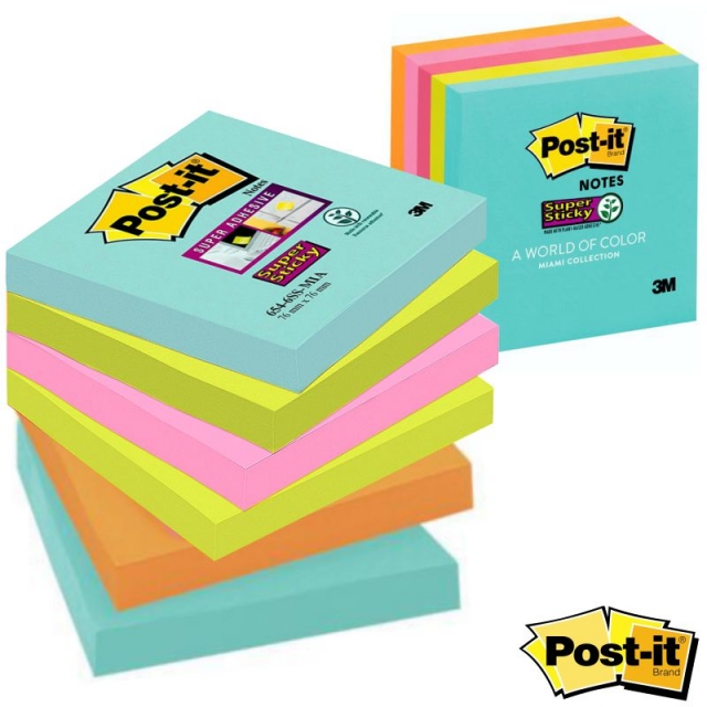 pack 6 tacos notas postit miami nuevos colores