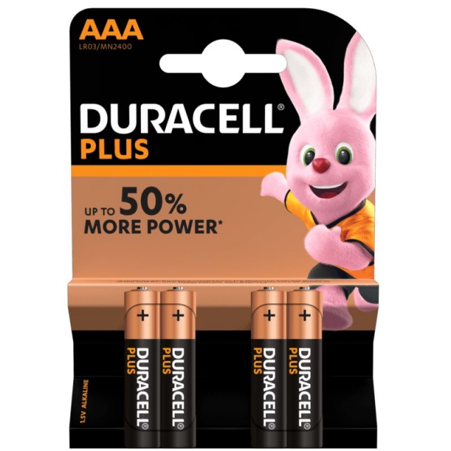 Comprar Pilas Duracell Plus Power 50%+ AAA LR03 Pack 4 uds.